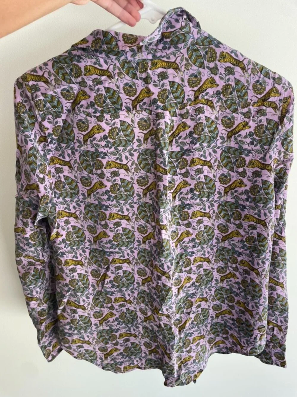 J.Crew Lavender Silk Tiger Floral Print Blouse